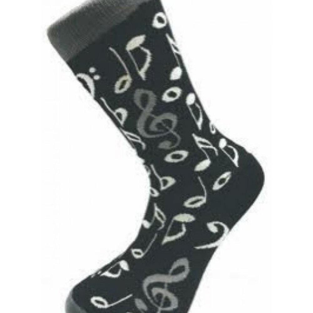 Grey and White Music Notes Socks